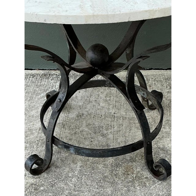 Metal Vintage Wrought Iron Dining Table With Stone Top For Sale - Image 7 of 12