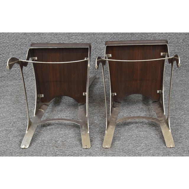 Wood Fanciful Bohemian Style Accent Chrome and Oak Chairs - a Pair For Sale - Image 7 of 12