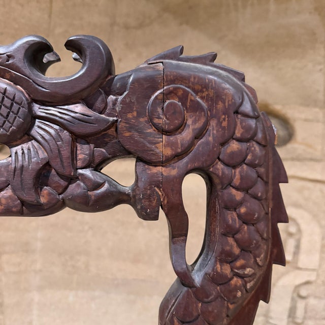 Chinoiserie Vintage Chinese Chinoiserie Hand-Carved Hardwood Floor Lamp For Sale - Image 3 of 8