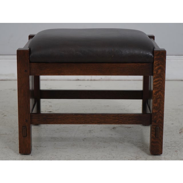 Stickley Mission Oak Leather Morris Chair & Ottoman For Sale - Image 11 of 18