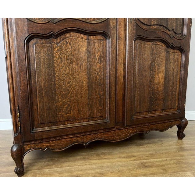 Antique French Louis XVI Style Carved Oak 2-Door Wardrobe For Sale - Image 13 of 16
