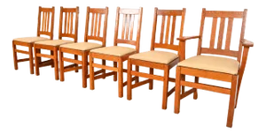 Limbert Antique Mission Oak Arts & Crafts Dining Chairs, Set of Six
