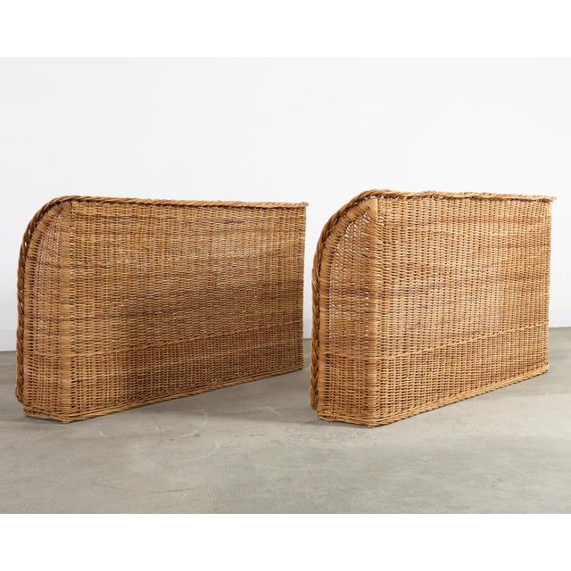 Pair of Organic Modern Woven Rattan Wicker Wingback Headboards For Sale - Image 17 of 17