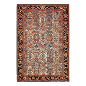 Fine Beautiful Ivory Background Color With Sarouk Farahan Style Antique Persian Rug