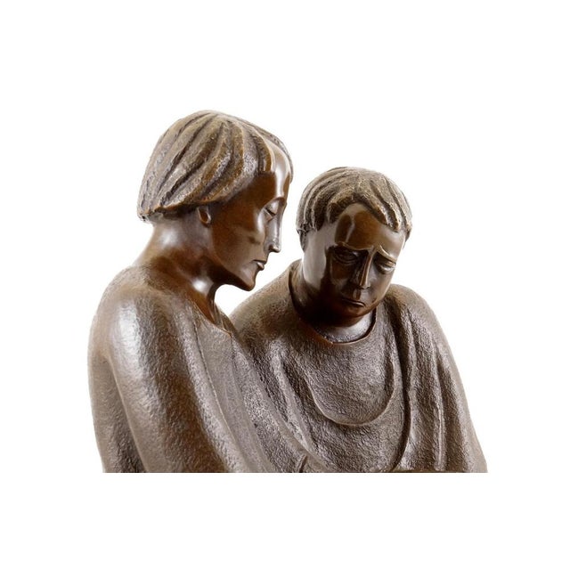 Art Deco 20th Century Reading Monks Sculpture in Bronze For Sale - Image 5 of 10