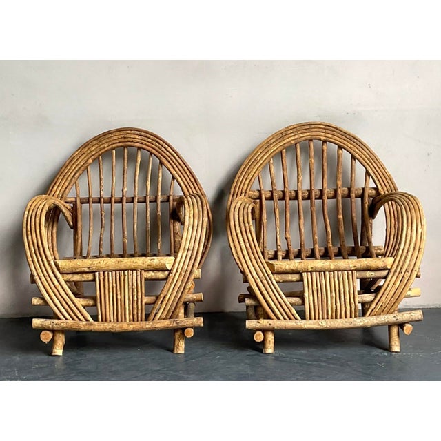 Vintage Boho Bent Branch Adirondack Chairs - A Pair For Sale - Image 12 of 12
