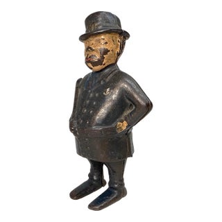Antique 1900 Cast Iron Still Coin Bank Mulligan the Policeman Cop Bennet & Fish For Sale