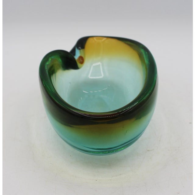 1950s Circa 1950s Amber to Green Murano Glass Amporphous Form Cigar Ashtray For Sale - Image 5 of 9