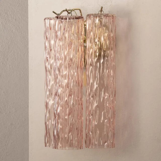 Mid-Century Modern Italian Wall Light in Murano Pink Glass, 1990s For Sale - Image 3 of 12