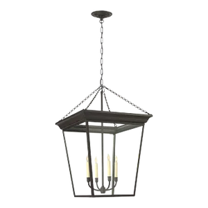 Chapman & Myers for Visual Comfort Signature Cornice Large Lantern in Blackened Rust