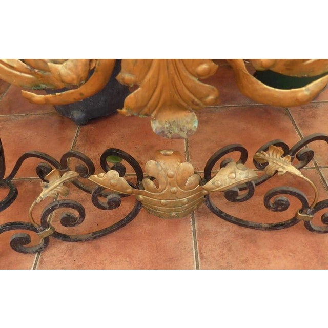 Late 20th Century Cast Iron and Marble Console Table with Gilt Heraldic Crest, 1980 For Sale - Image 6 of 17