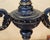 Vintage Victorian Candelabra Table Lamp – Ornate Metalwork & Embroidered Shade, 30” For Sale - Image 14 of 18
