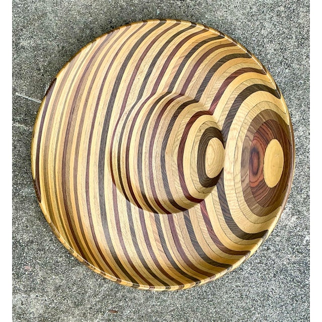 Vintage Inlay Wood Monumental Bowl For Sale - Image 10 of 12