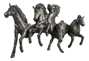 Galloping Horses Wall Sculpture in Burnished Cast Aluminum