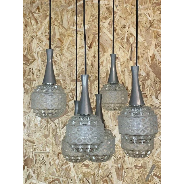 Mid-Century Space Age Cascading Pendant Lamp in Glass, 1970s For Sale - Image 12 of 13