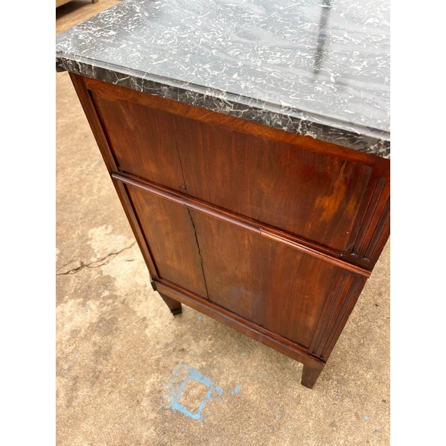 French 19th Century Louis XVI Marble Top Mahogany Chest of Drawers For Sale - Image 11 of 12
