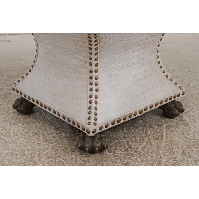 Bronze Thomasville Pair of Tufted Leather Stools For Sale - Image 8 of 14