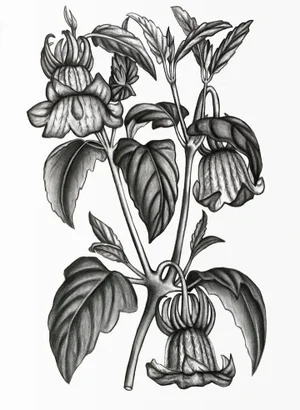(Canarina Campanula) Contemporary Botanical Black and White Print