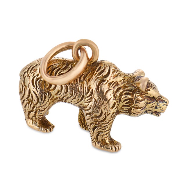Vintage 10k Yellow Gold Bear Charm Pendant For Sale - Image 4 of 7
