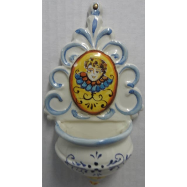20th Century Hand Painted Ceramic Holy Water Font For Sale In Nashville - Image 6 of 9
