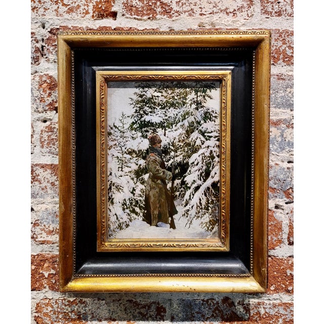 Mikhail Markelovich Guzhavin -Russian Cossack Soldier-1910s Oil painting Russian Impressionist - Oil painting on board-...