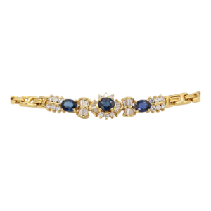 20k (850) Yellow Gold Natural Sapphire and Natural Diamond Bracelet