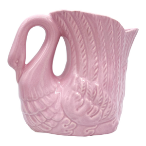 Vintage Pink Ceramic Swan Planter/Vase – Mid-20th Century Pottery