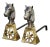 Gold Brass and Silver Cast Iron Horse Equestrian Andirons - a Pair For Sale