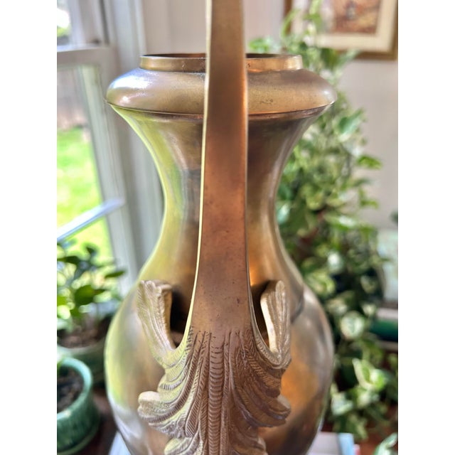 Mid 20th Century Solid Brass Neoclassical Urn Acanthus Leaf Vase For Sale In New Orleans - Image 6 of 9
