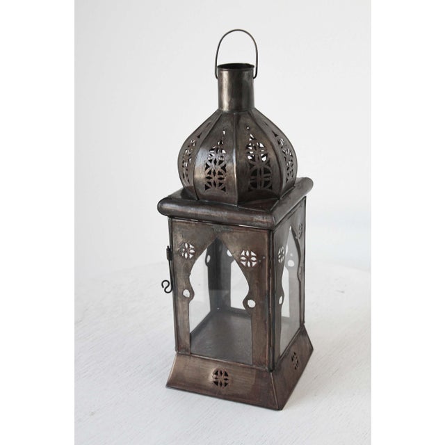 Moroccan Square Tole and Clear Glass Candle Lantern For Sale - Image 18 of 18