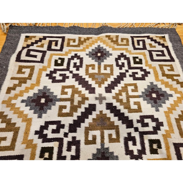 Vintage Native American Navajo Rug, Handwoven Wool, Allover Geometric Pattern, 3x5 For Sale In Chicago - Image 6 of 13