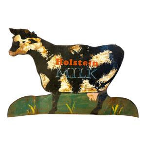 Painted Metal Holstein Milk Trade Sign