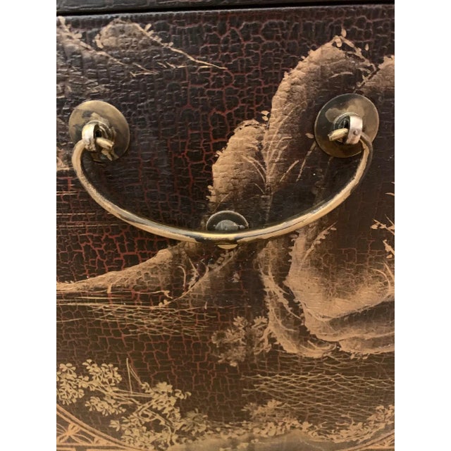2010s Chinoiserie Style Painted Trunk on Stand For Sale - Image 5 of 13