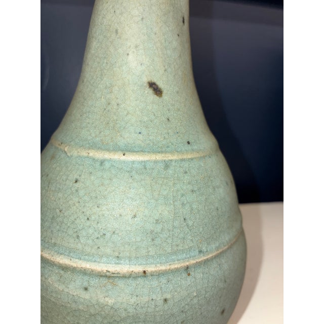 Asian Antique Thai Sawanghalok Celadon Ewer 16th Century W Hamsa Bird Head Mouth For Sale - Image 3 of 11