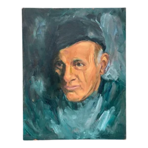 Mid 20th Century "Portrait of a Man" Acrylic Painting