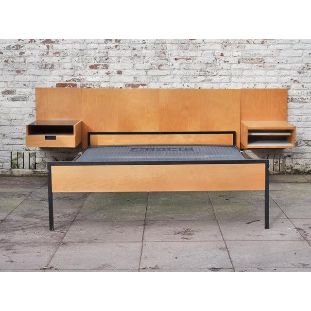 Birch and Metal Bed by Cees Braakman for Pastoe, 1950s For Sale - Image 13 of 14