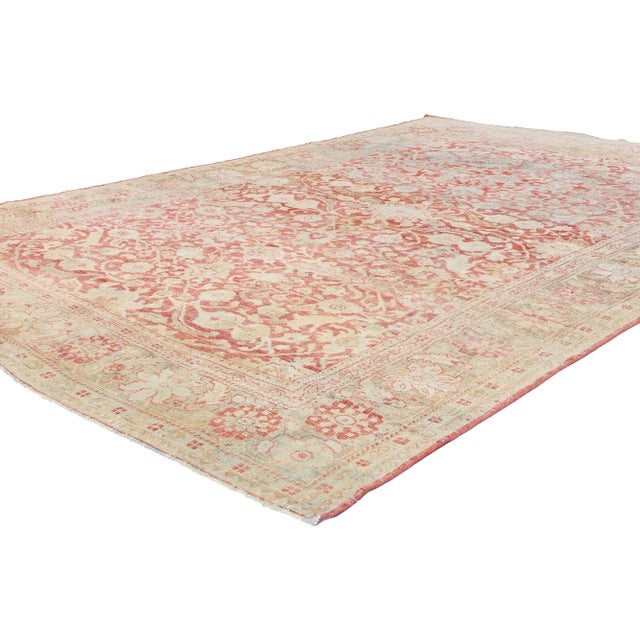 52616 Distressed Antique Persian Mahal Rug, 07'00 x 10'06. Ethereal in its presence yet steeped in centuries of tradition,...