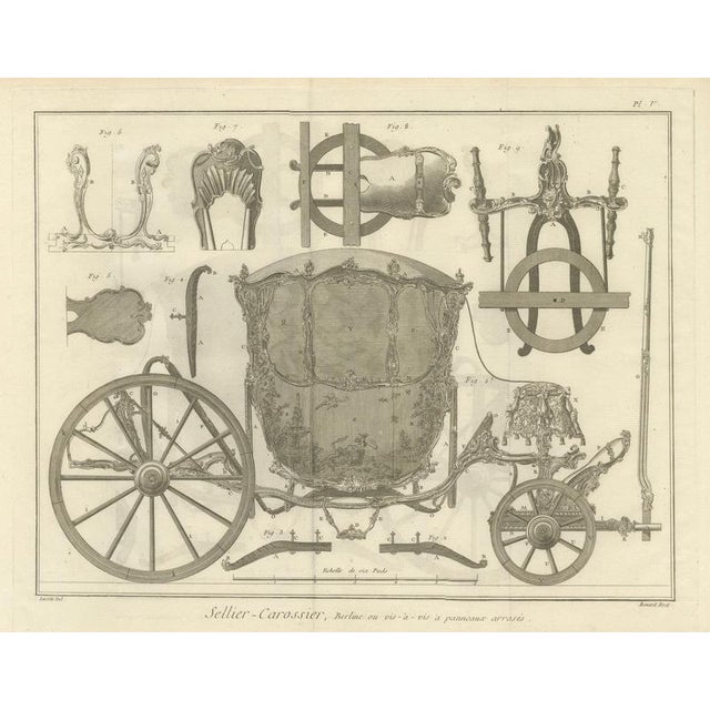 Late 18th Century French Rococo Berlin & Diable Carriage Engravings, 1771, Set of 2 For Sale - Image 5 of 13