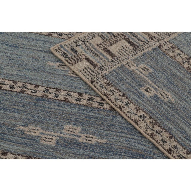 Blue Rug & Kilim’s Scandinavian Inspired Rug in Blue With Geometric Minimalist Pattern For Sale - Image 8 of 10