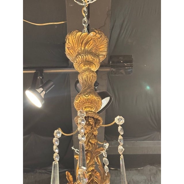 19th Century 19th Century Italian Bronze and Crystal Chandelier For Sale - Image 5 of 6