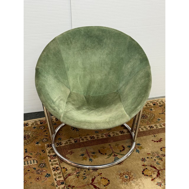 Lusch & Co. Balloon Sling Chair, Forest Green Suede For Sale In San Francisco - Image 6 of 12