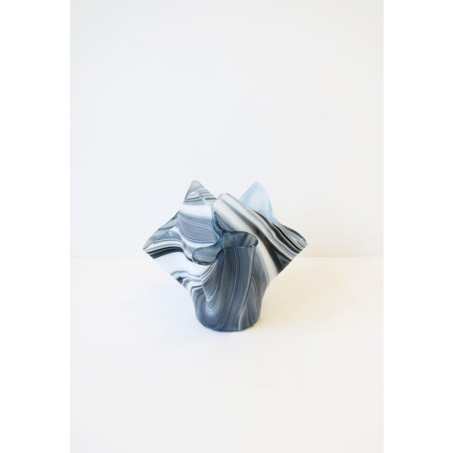 Black Venini Style Black and White Art Glass Vase Handkerchief For Sale - Image 8 of 12