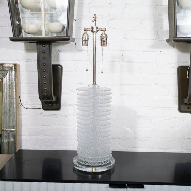 Italian Pair of stacked Murano glass disk lamps For Sale - Image 3 of 8