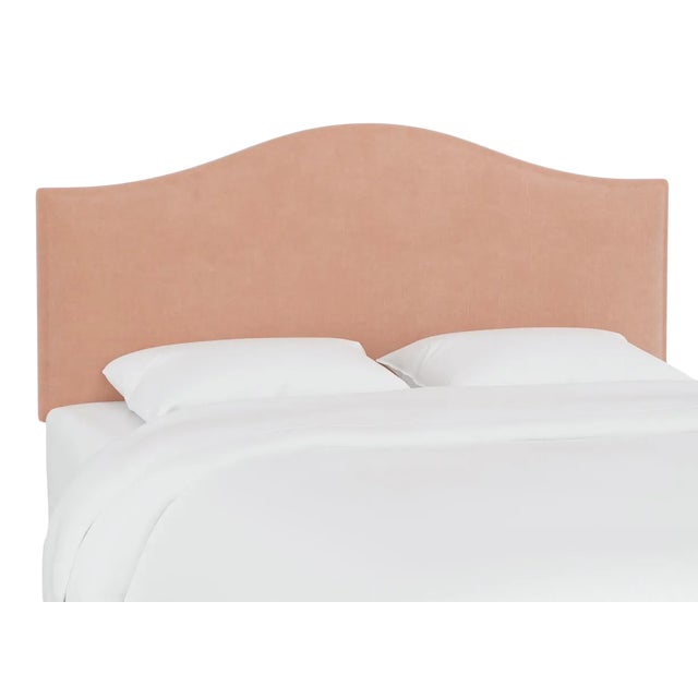 Kenmore Headboard in Pink Champagne Luxe Velvet, King For Sale
