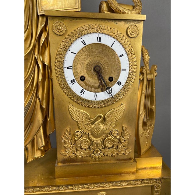 19th Century 1810 French Empire Bronze Ormolu Mantel Clock 1pc For Sale - Image 5 of 14