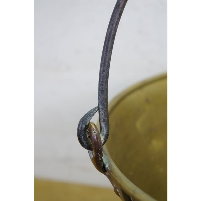 Metal Antique 1860s Cg Hussey Pittsburgh Spun Brass Fire Bucket Pail W Iron Handle 13" For Sale - Image 7 of 11
