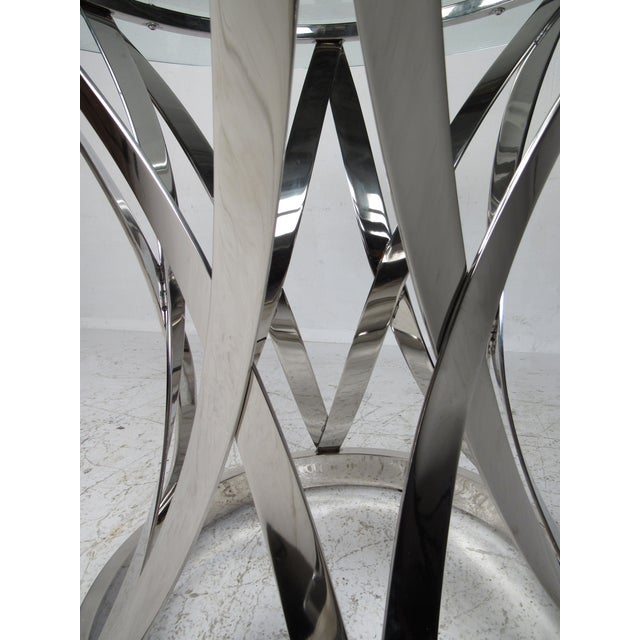 Contemporary Modern Chrome and Glass Side Table Chairish