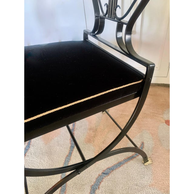 Maison Jansen Brass Swan and Black Lyre Back Folding Chairs with Claw feet - Set of 6 For Sale In Los Angeles - Image 6 of 13