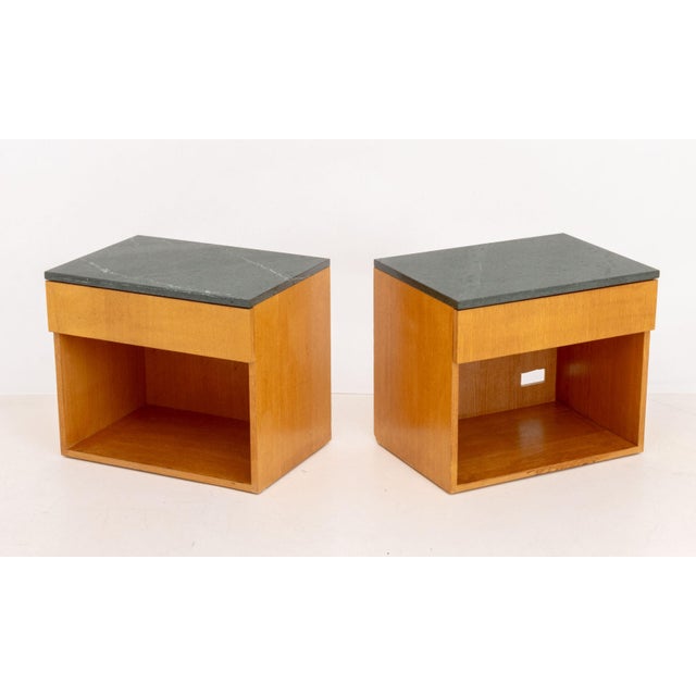 Contemporary Modern Gray Stone Oak Bedside Tables, Pair For Sale - Image 3 of 8