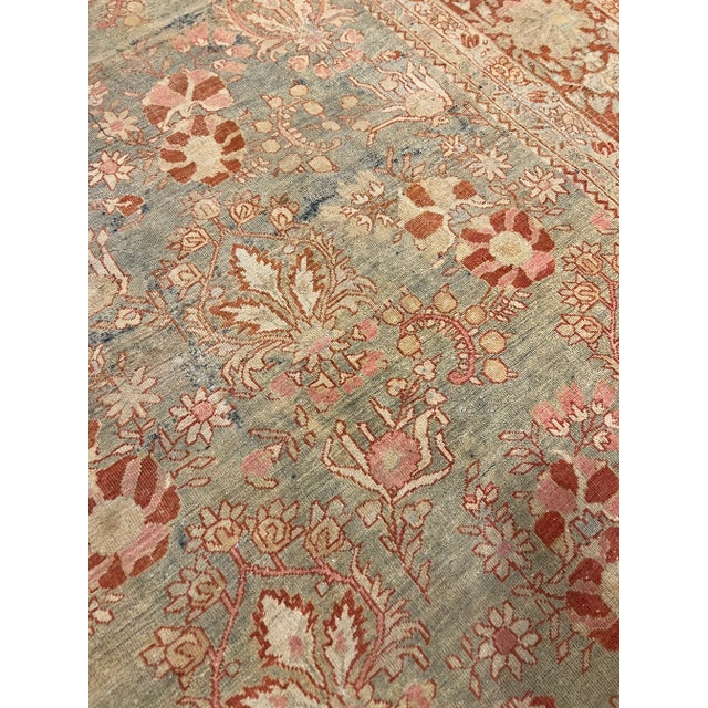 Early 20th Century Light Blue and Coral Antique Mahal Rug, Handmade Oriental Rug, 8'9"x12'11" For Sale - Image 9 of 12